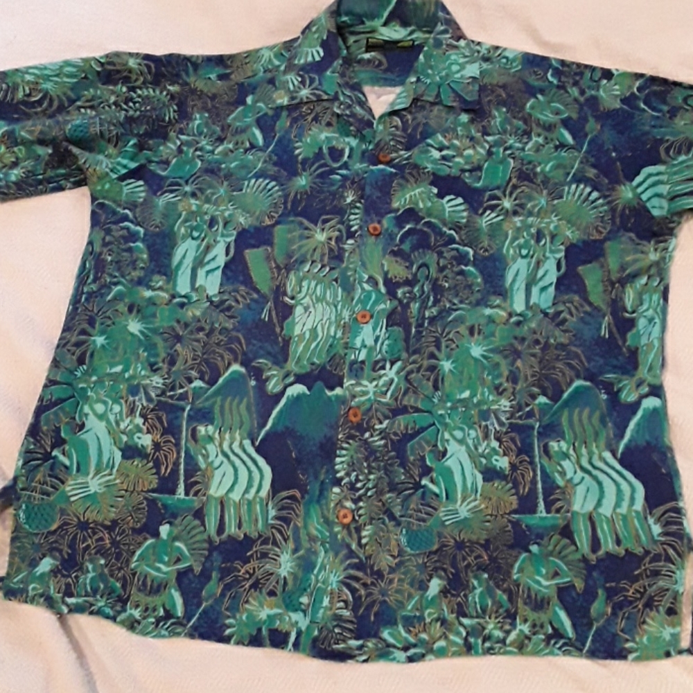 Moon Dog Shirt Co blue/green 2XL print shirt